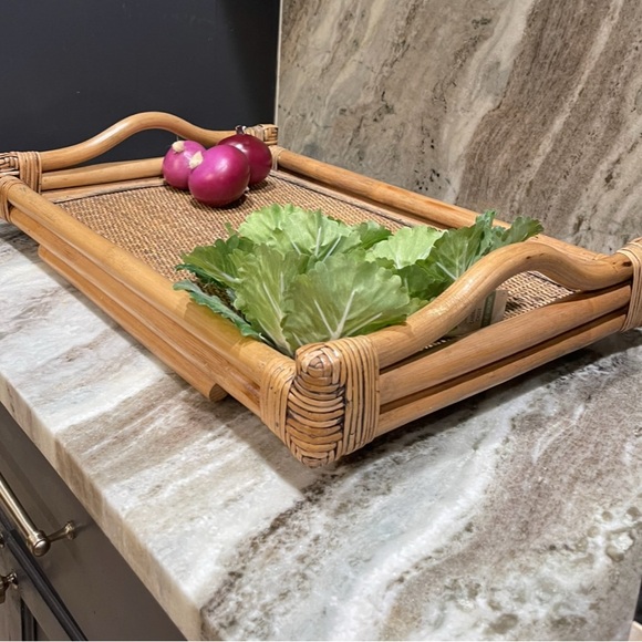 MCM rattan food tray handcrafted